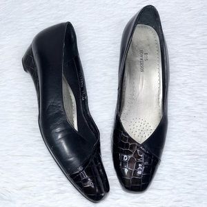 ROS HOMMERSON H36070 Womens Black Leather Snakeskin Wedge Dress Mules Shoes 7.5M
